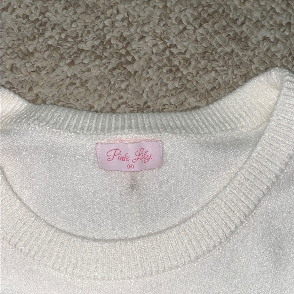 Pink Lily Cream Knit Sweater with American Flag Motif - Picture 4 of 6